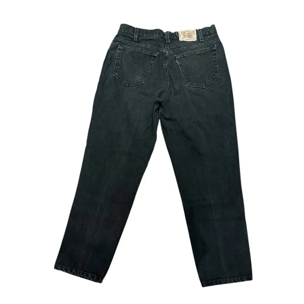 Vintage Levi's Size 36 x 32 Black Cotton Denim 545 Loose Fit Jeans from 1993